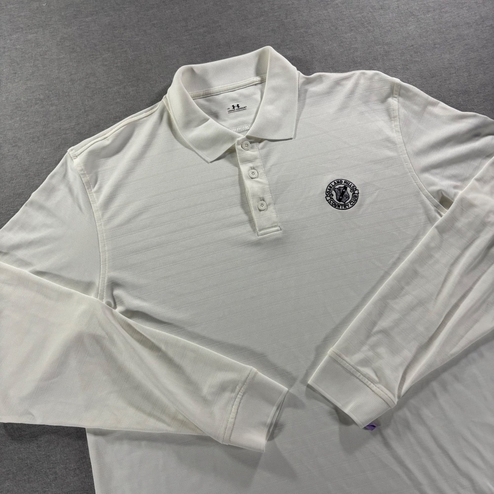 Under Armour Oakland Hills Country Club Long Sleeve Polo Shirt White Mens Large